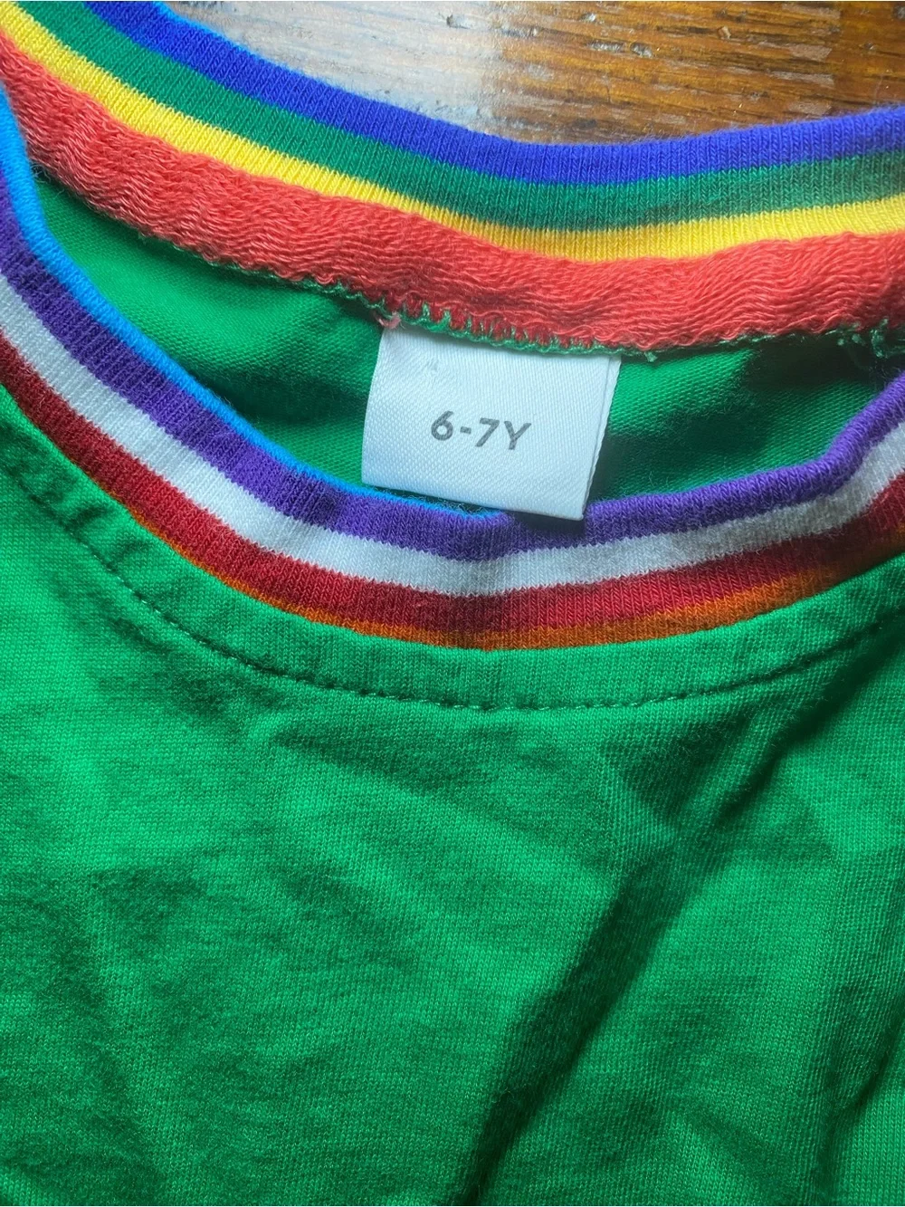 EUC 100% Cotton Bright Green Peekaboo Patch Kittens Rainbow Cuff Tunic Dress